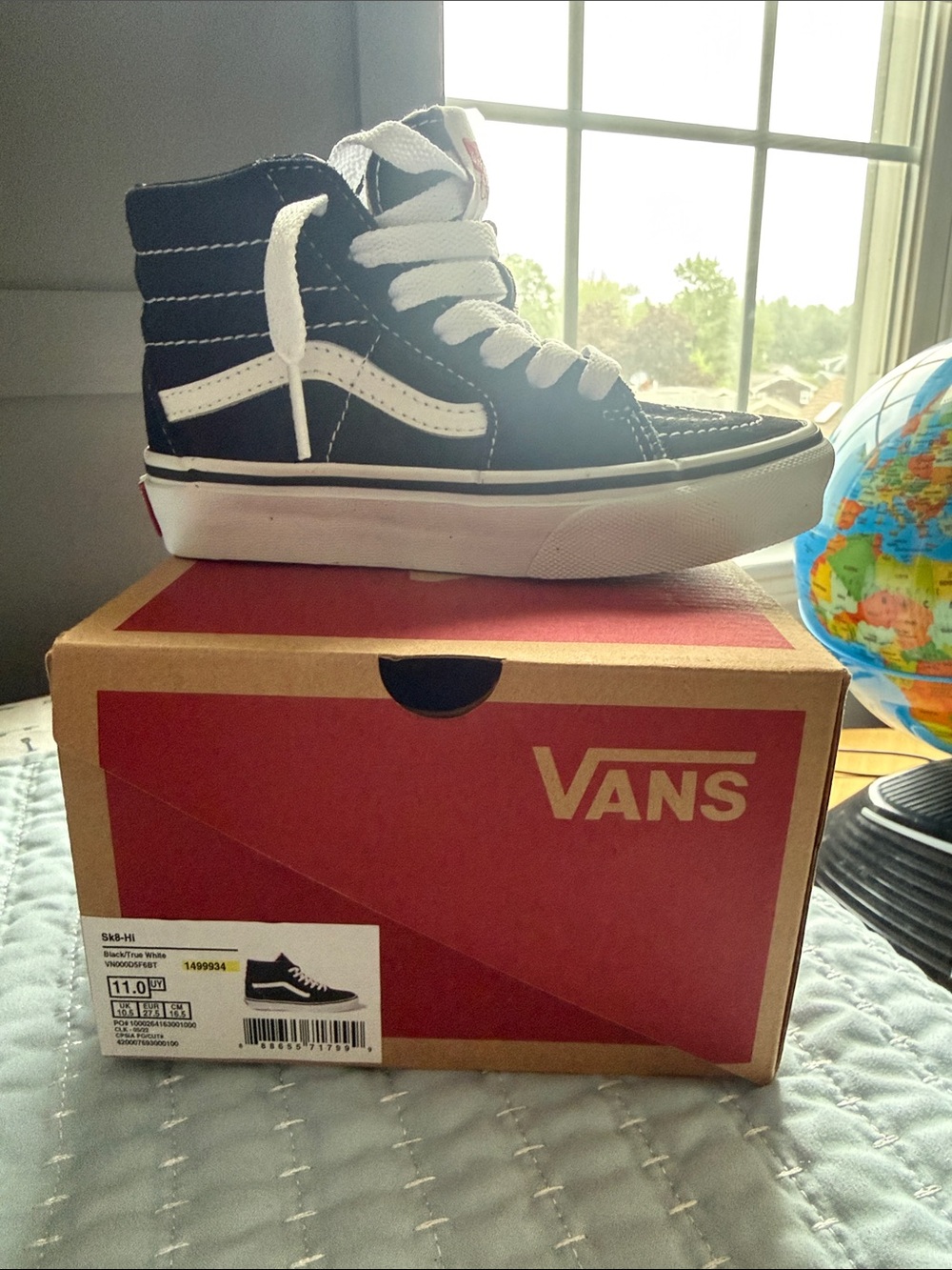 Vans Kids Black and White High-Top Skate Sneakers